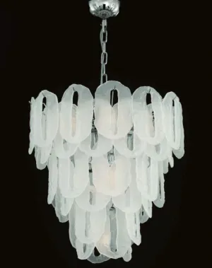 1970S Style Ice-White Murano Glass Pendant Light