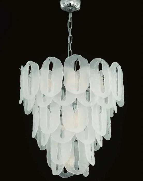 1970S Style Ice-White Murano Glass Pendant Light