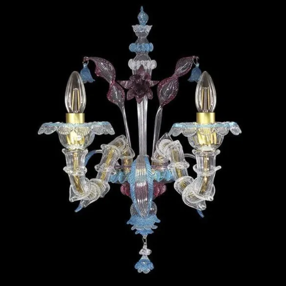 2 Light Wall Lamp in Rezzonico Style with Ruby Finish