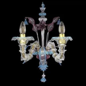 2 Light Wall Lamp in Rezzonico Style with Ruby Finish