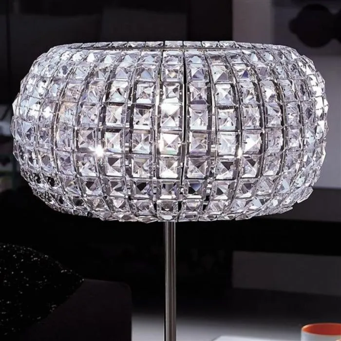 24 carat gold-plated modern Italian table lamp with clear Spectra crystals