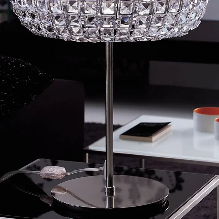 24 carat gold-plated modern Italian table lamp with clear Spectra crystals