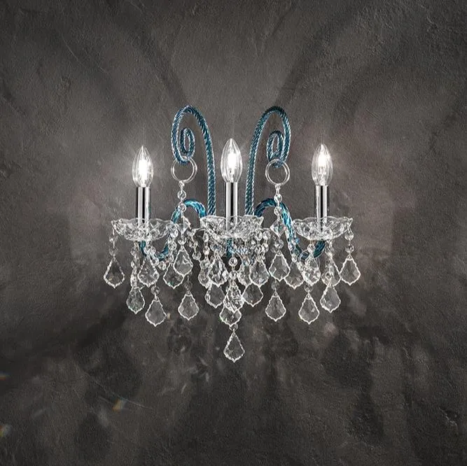 3 Light Wall light with crystal droplets