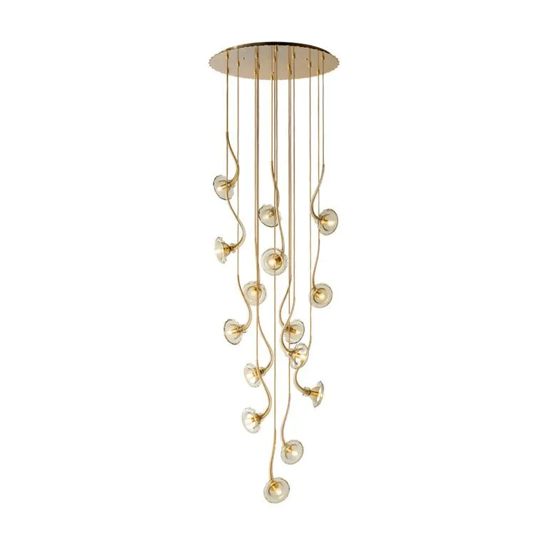 300cm Modern Amber Glass Flower Pendant Chandelier