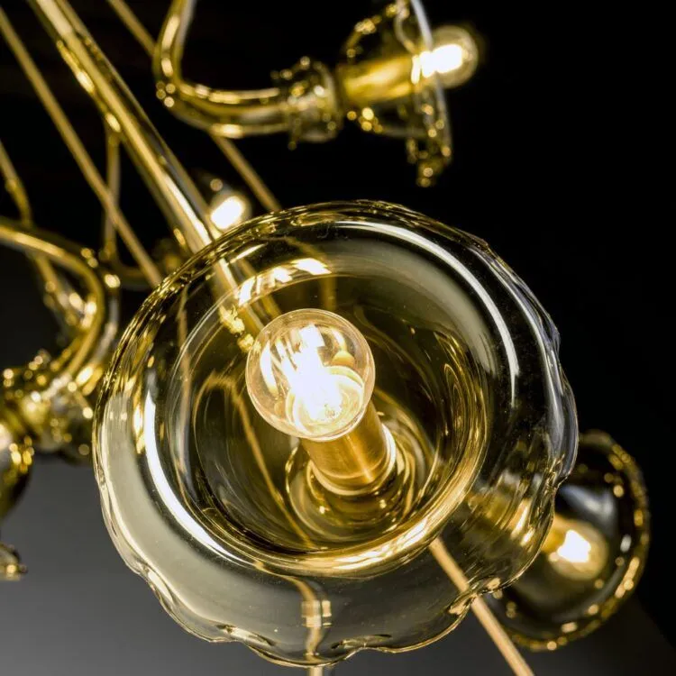 300cm Modern Amber Glass Flower Pendant Chandelier