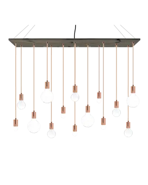 47"x12" Wood Chandelier: Grey and Copper