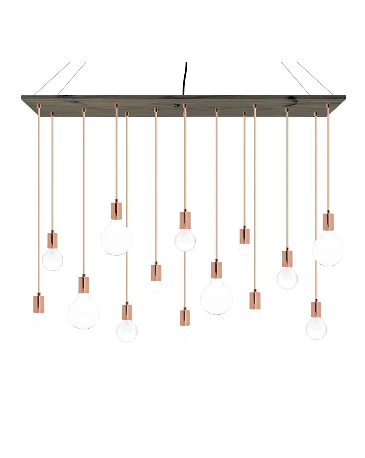 47"x12" Wood Chandelier: Grey and Copper