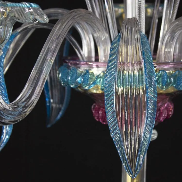 5 Light Floor Lamp in Venetian Crystal with Ruby and Polychrome Finish