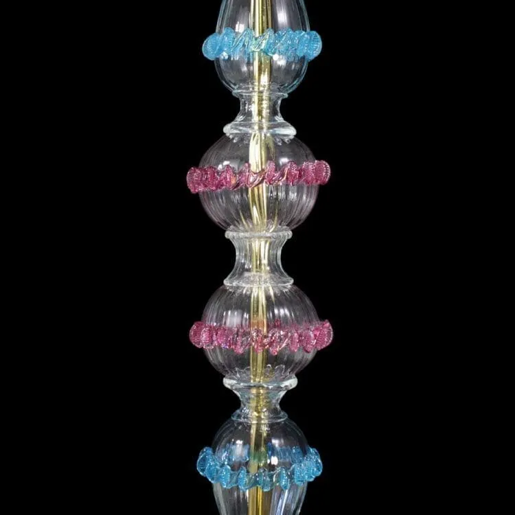 5 Light Floor Lamp in Venetian Crystal with Ruby and Polychrome Finish