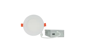 6 Inch LED Round Wafer Down Light, 15W, 1000 Lumens, CCT Selectable, 120V, White