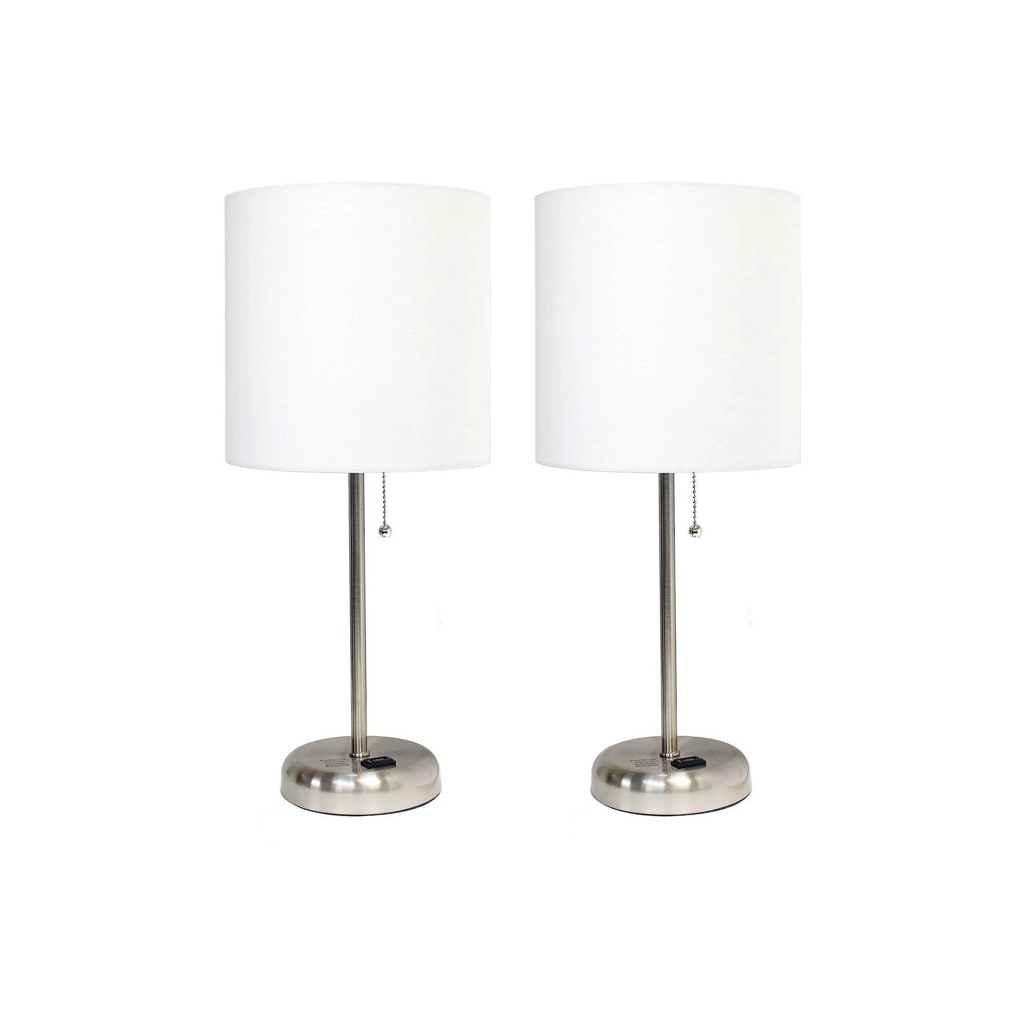 All the Rages Inc LC2001-WHT-2PK LimeLights Stick Lamp with Outlet and Fabric Shade Two Pack Set, White