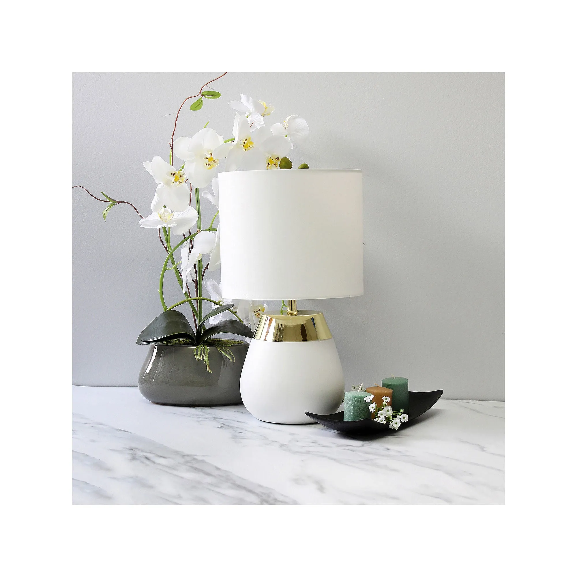 All The Rages Simple Designs 2-Toned Metallic 4-Setting Touch Metal Table Lamp LT1106-WHT - WHITE ONE SIZE