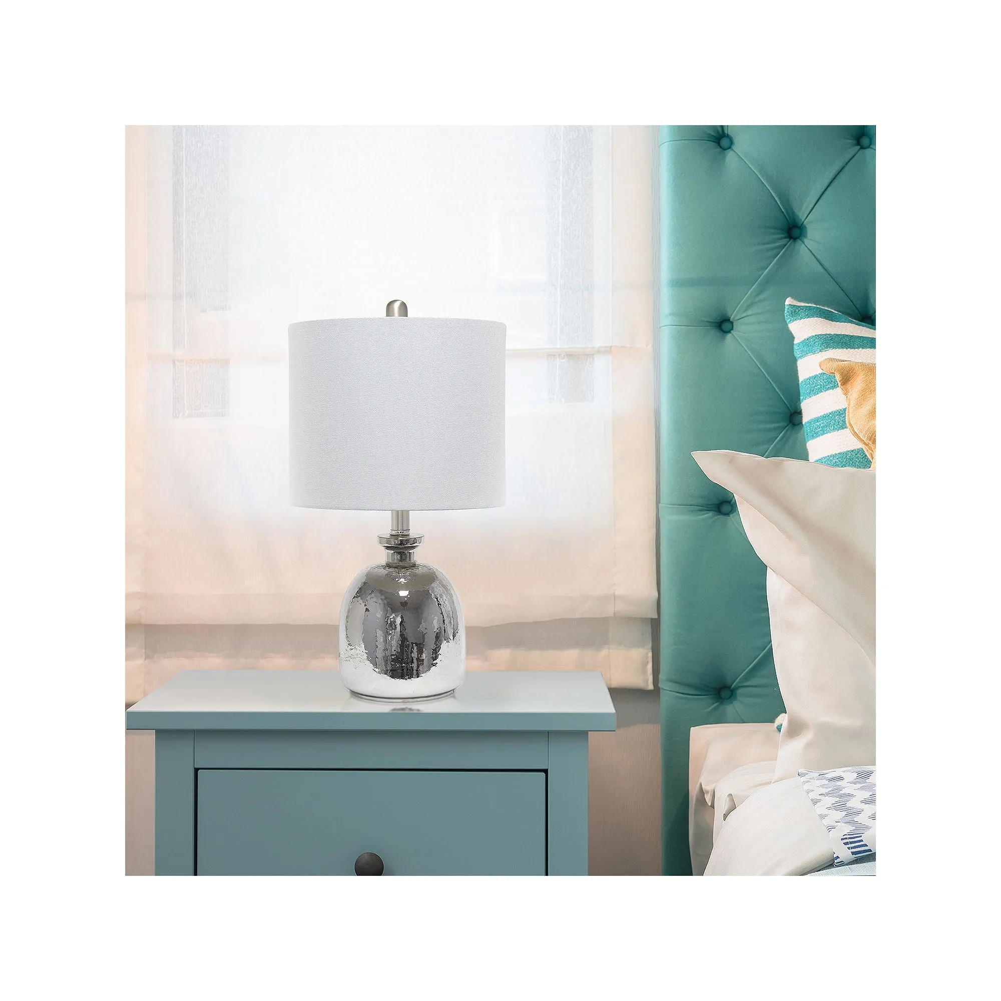 Asstd National Brand Lalia Home Hammered Glass Jar With Linen Shade Glass Table Lamp - METALLIC GRAY GRAY ONE SIZE
