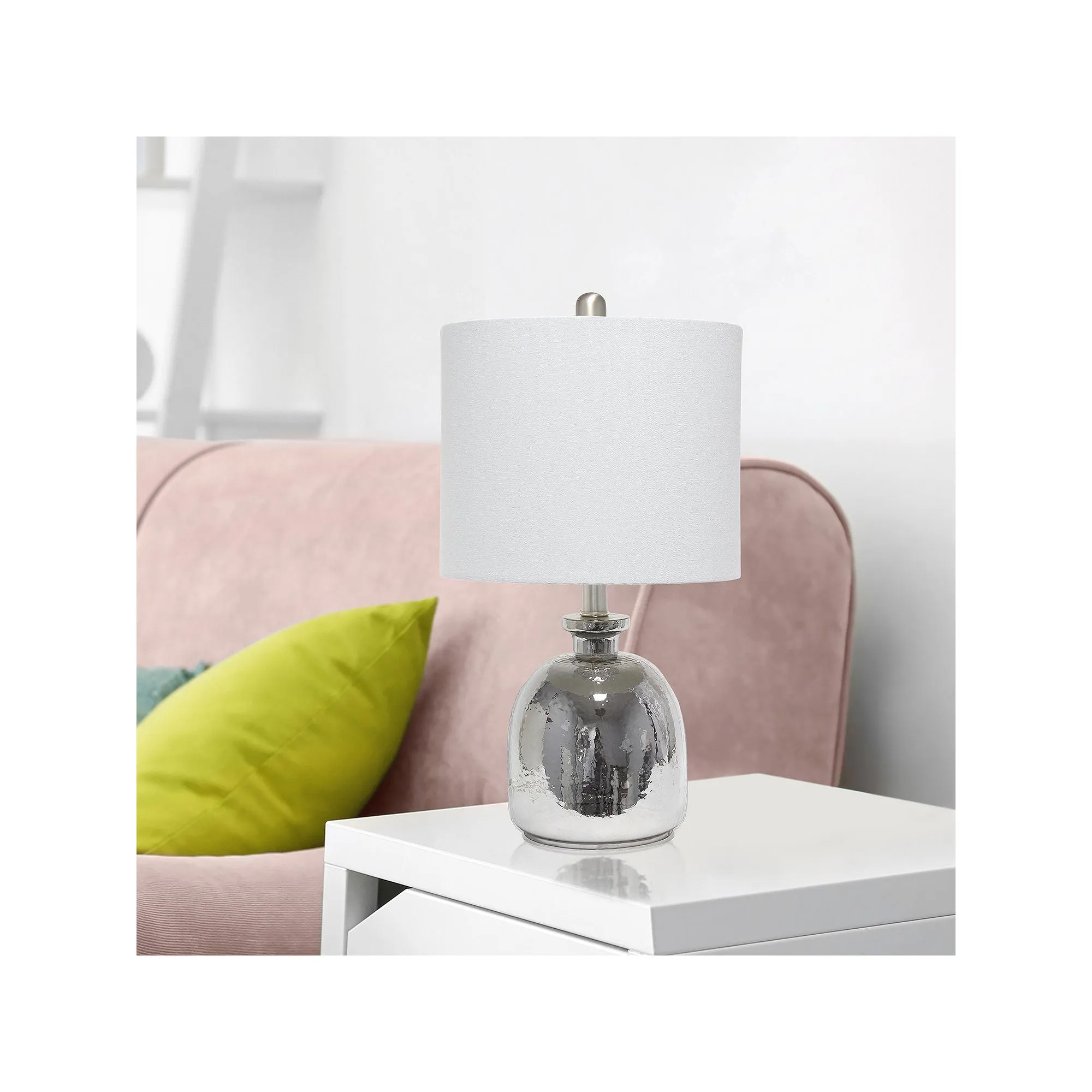 Asstd National Brand Lalia Home Hammered Glass Jar With Linen Shade Glass Table Lamp - METALLIC GRAY GRAY ONE SIZE