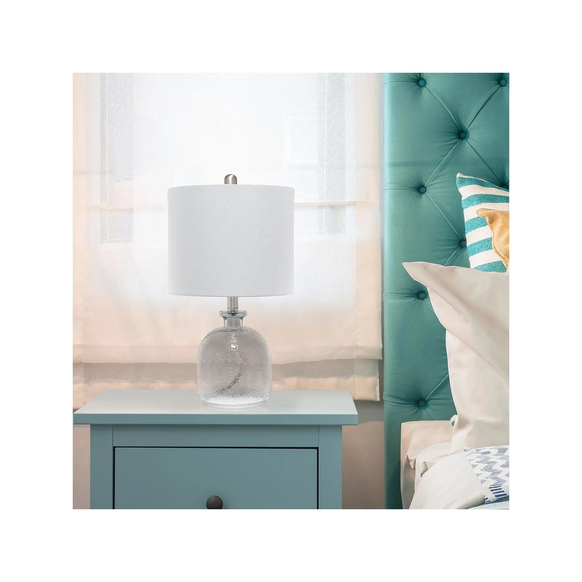 Asstd National Brand Lalia Home Hammered Glass Jar With Linen Shade Glass Table Lamp - SMOKE GRAY GRAY ONE SIZE