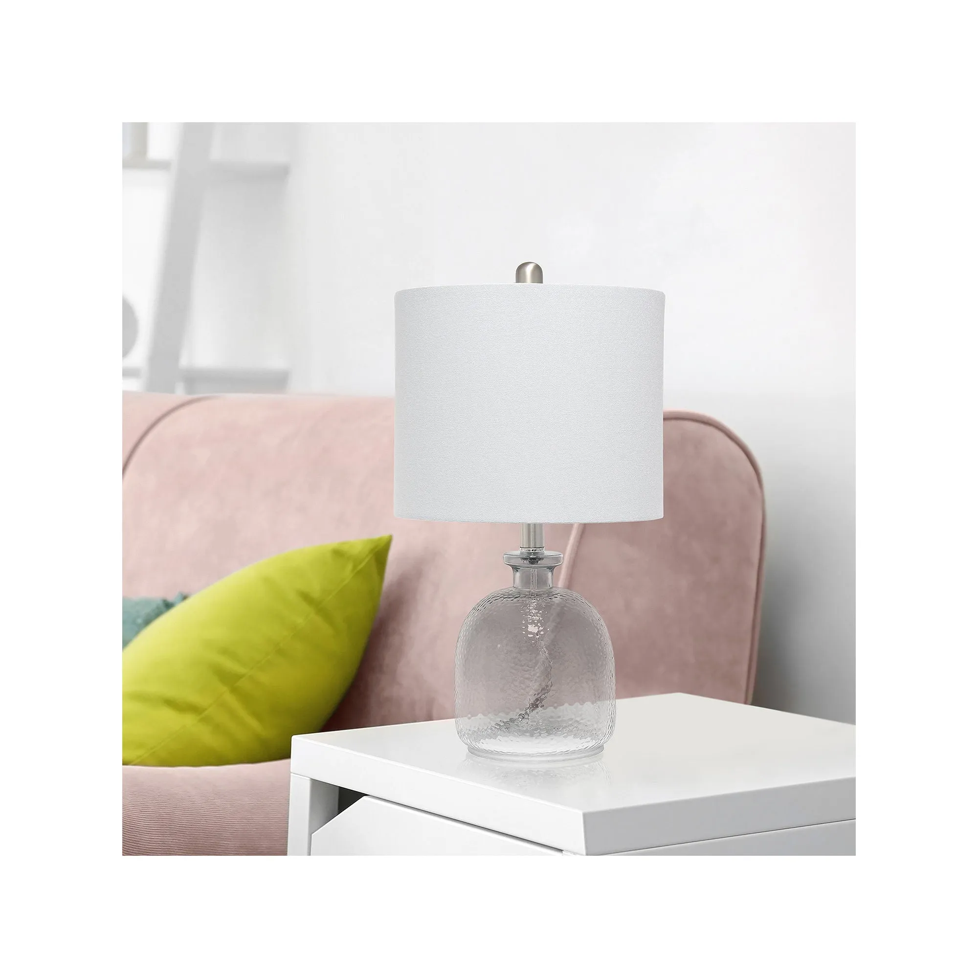 Asstd National Brand Lalia Home Hammered Glass Jar With Linen Shade Glass Table Lamp - SMOKE GRAY GRAY ONE SIZE