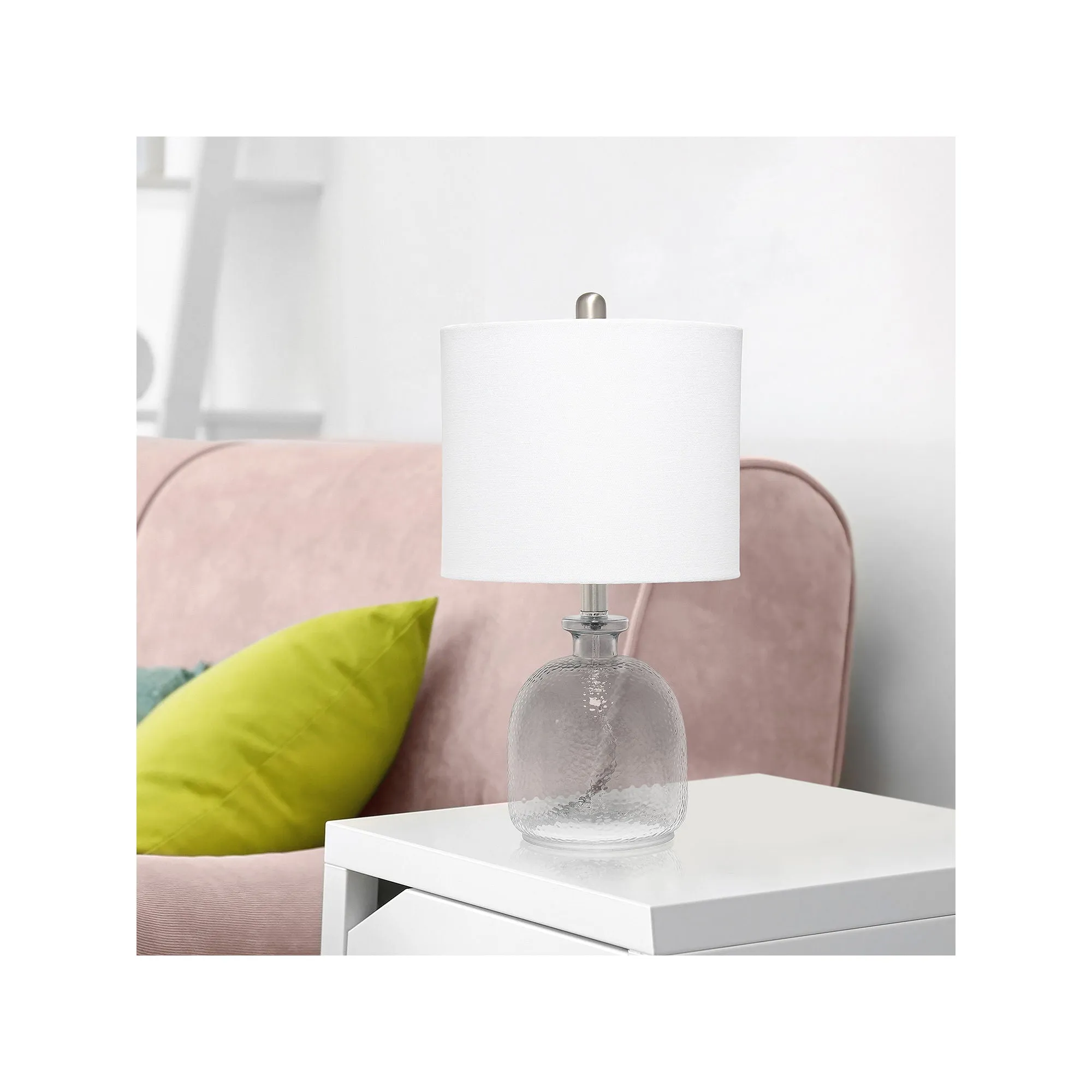 Asstd National Brand Lalia Home Hammered Glass Jar With Linen Shade Glass Table Lamp - SMOKE GRAY WHITE ONE SIZE