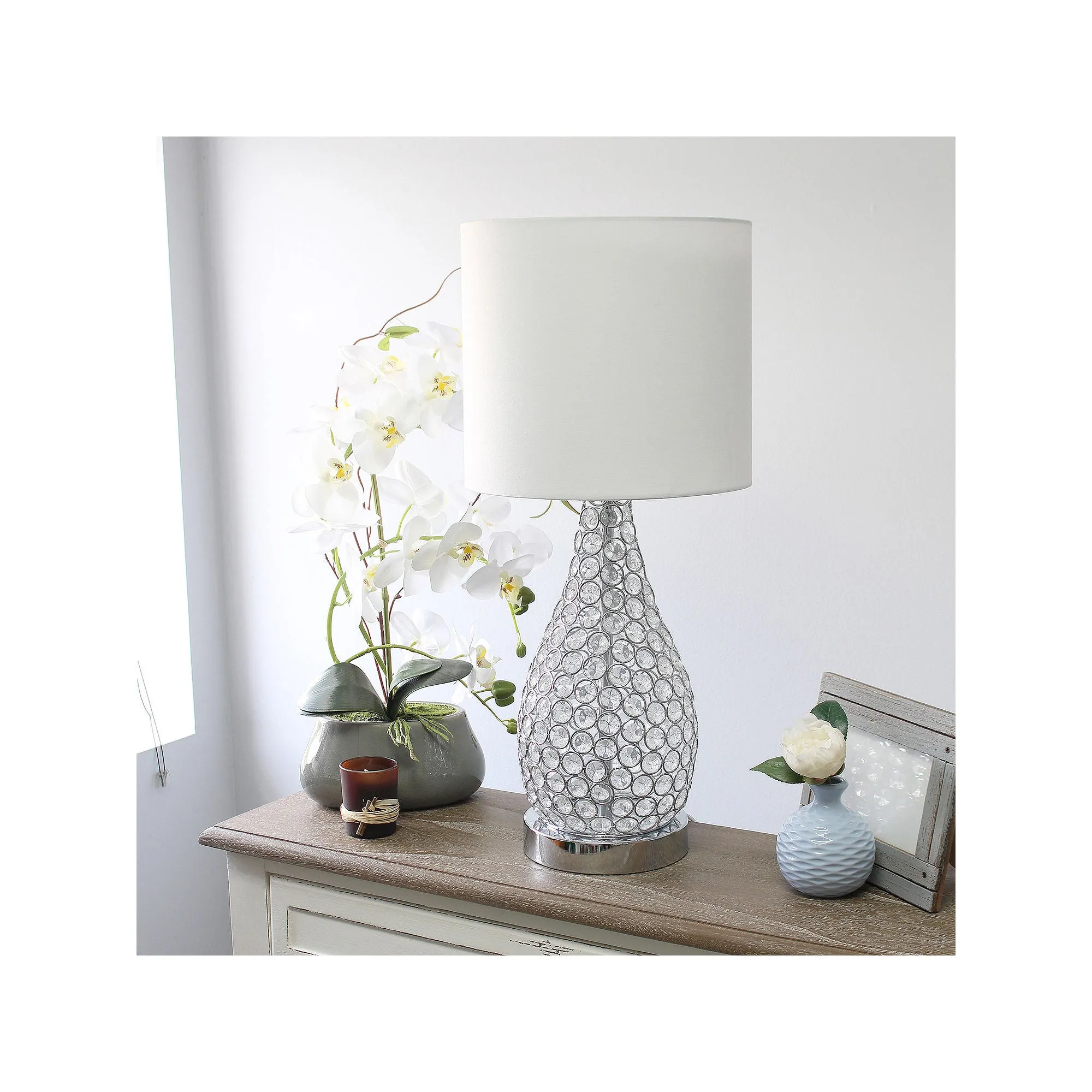 Asstd National Brand Pin Shaped Crystal Chrome Metal Table Lamp - CHROME ONE SIZE