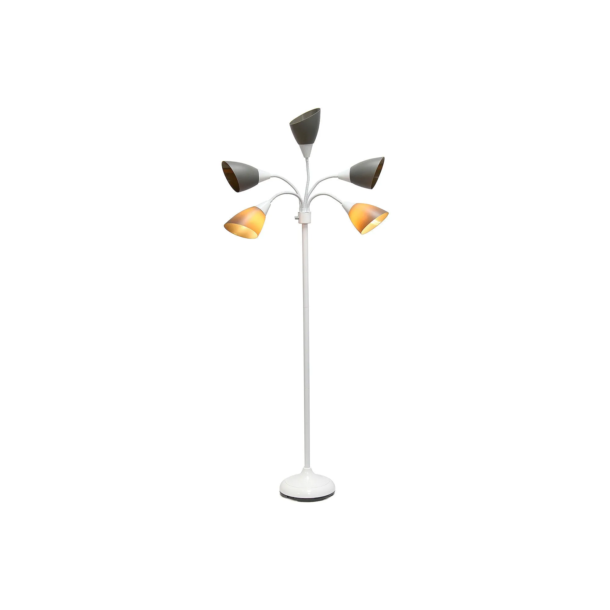 Asstd National Brand Simple Designs 5 Light Adjustable Gooseneck Metal Floor Lamp LF2006-BAW - WHITE ONE SIZE
