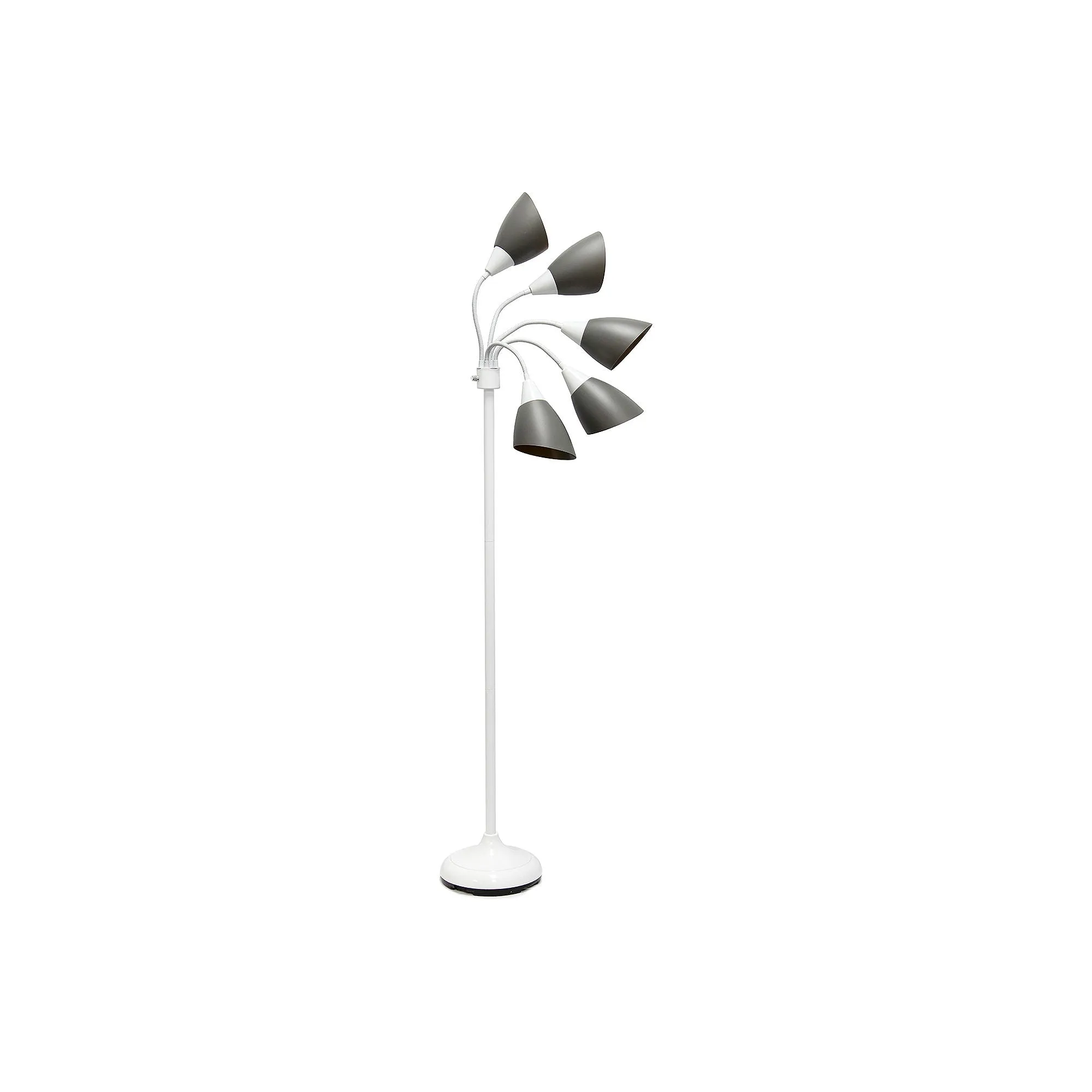 Asstd National Brand Simple Designs 5 Light Adjustable Gooseneck Metal Floor Lamp LF2006-BAW - WHITE ONE SIZE
