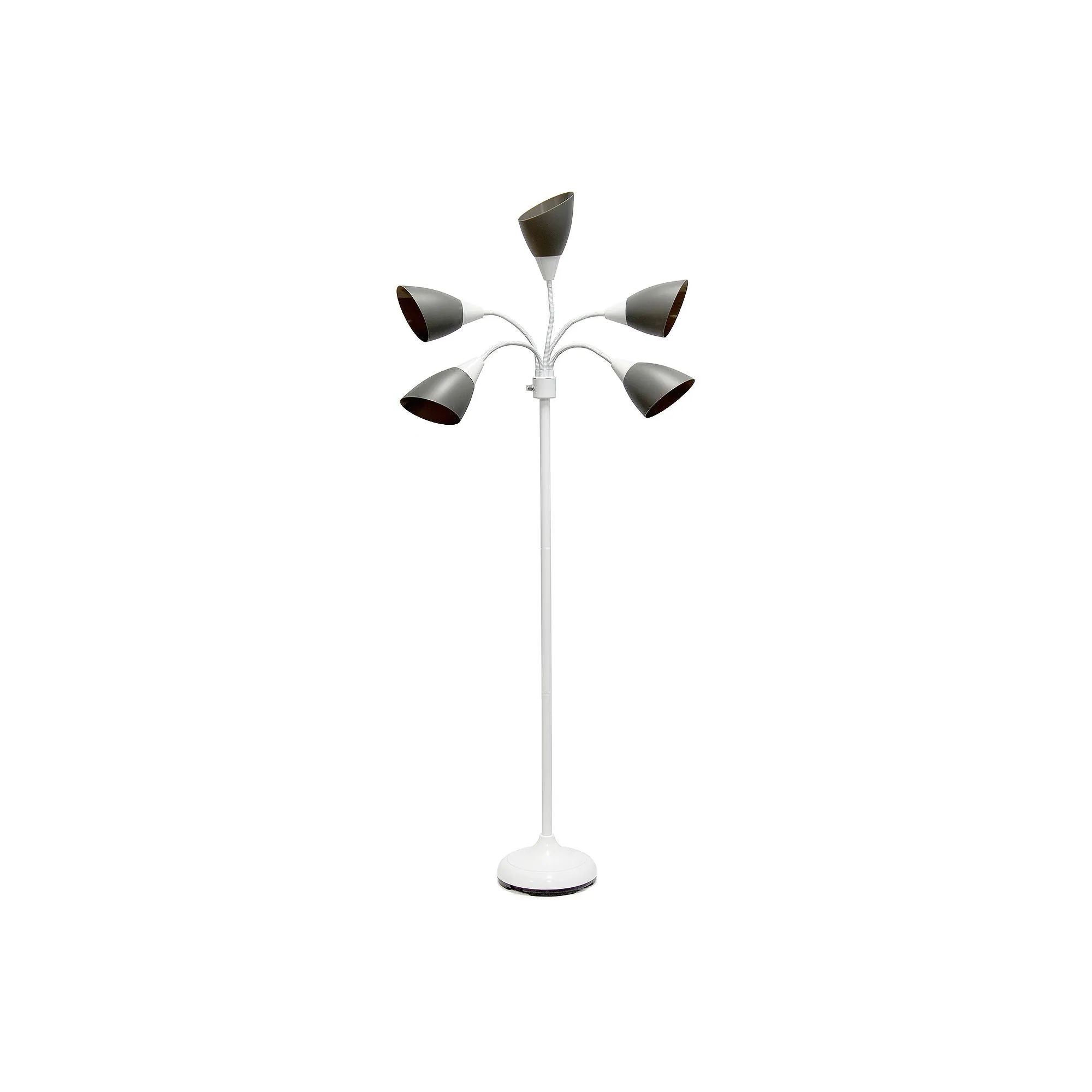 Asstd National Brand Simple Designs 5 Light Adjustable Gooseneck Metal Floor Lamp LF2006-BAW - WHITE ONE SIZE