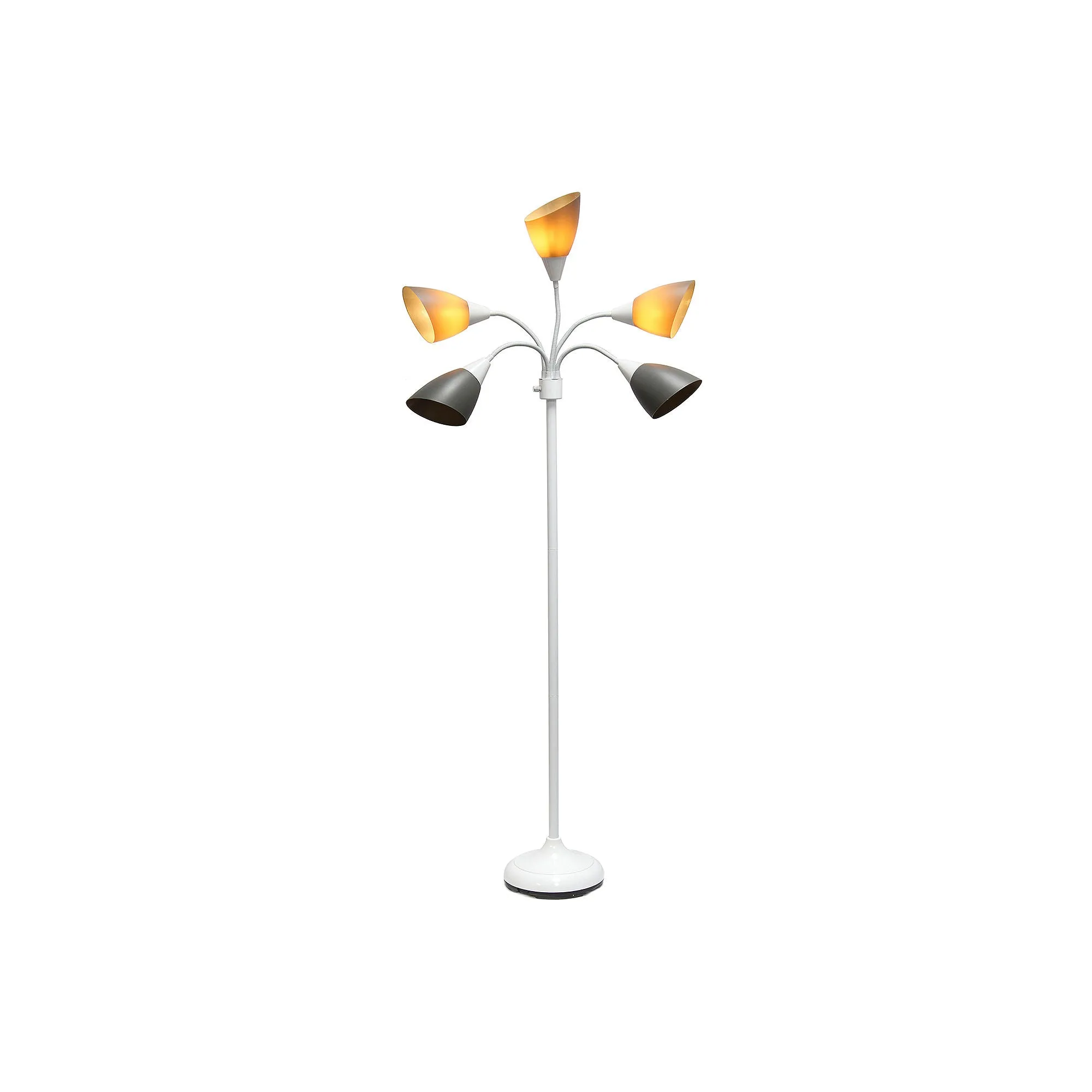 Asstd National Brand Simple Designs 5 Light Adjustable Gooseneck Metal Floor Lamp LF2006-BAW - WHITE ONE SIZE