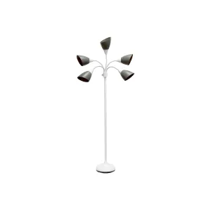 Asstd National Brand Simple Designs 5 Light Adjustable Gooseneck Metal Floor Lamp LF2006-BAW - WHITE ONE SIZE