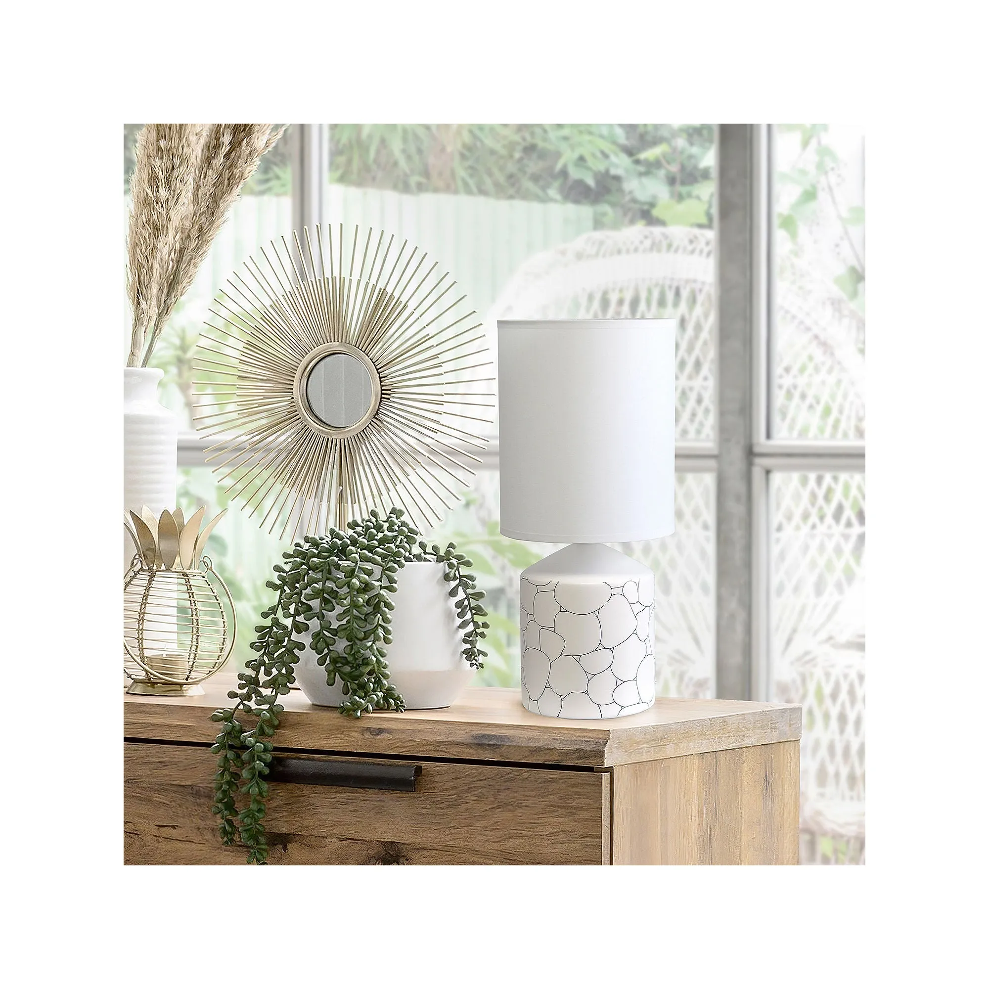 Asstd National Brand Simple Designs Fresh Prints Ceramic Table Lamp LT2077-COI - BLUE STONE ONE SIZE