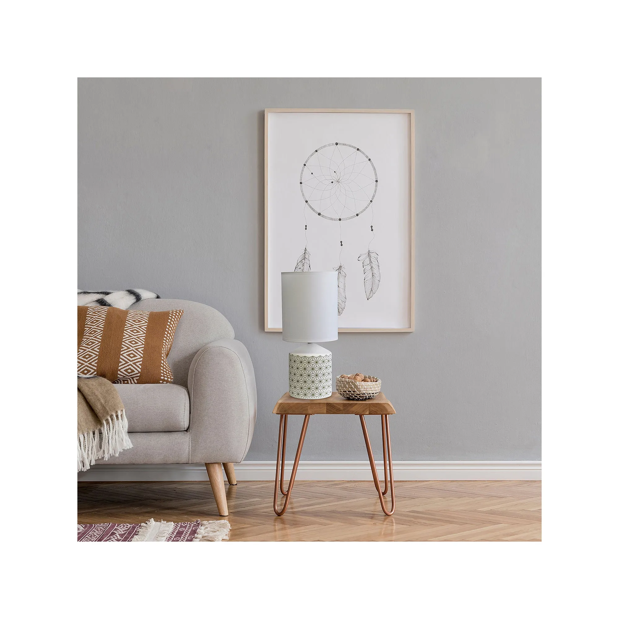 Asstd National Brand Simple Designs Fresh Prints Ceramic Table Lamp LT2077-COI - GOLD SQUARES ONE SIZE