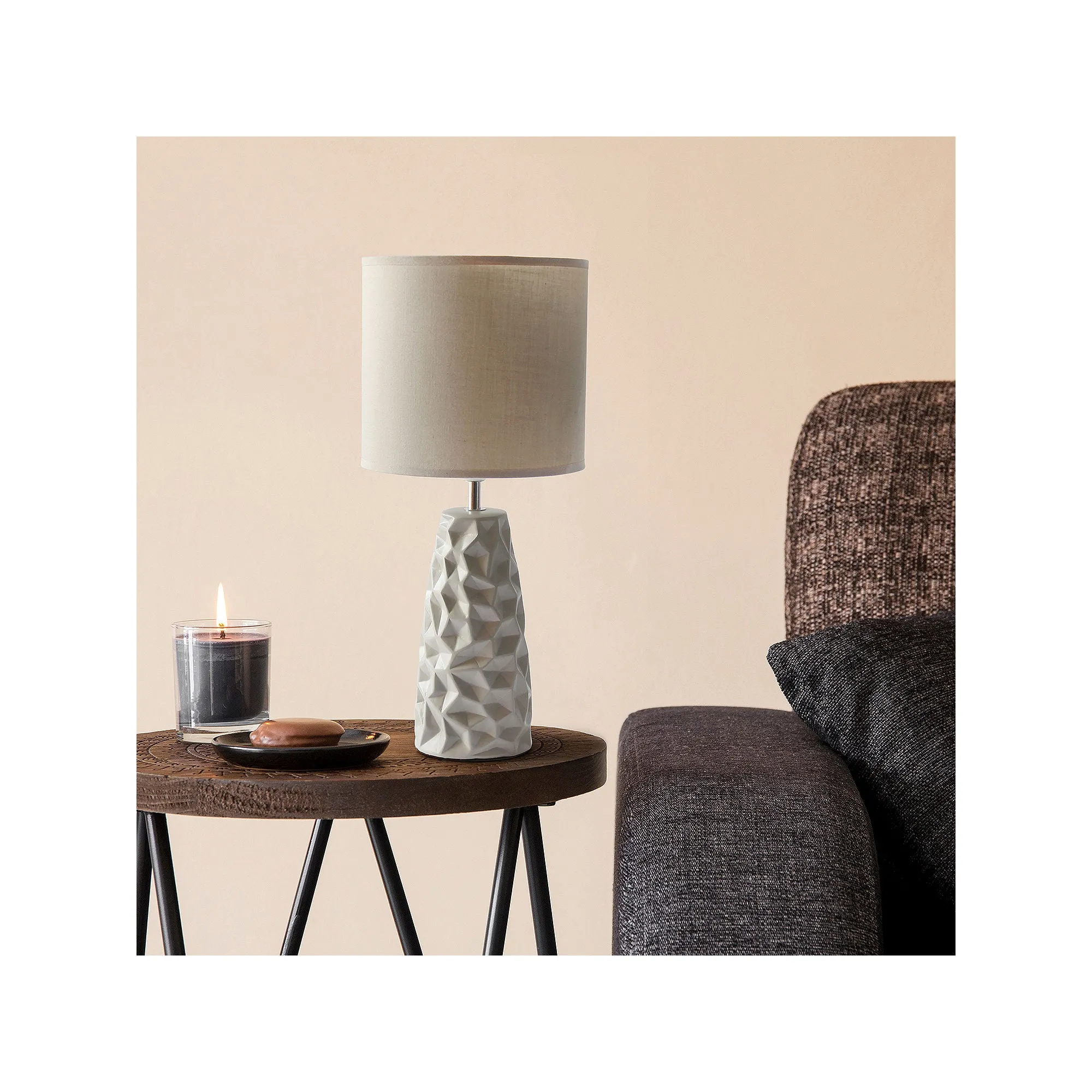 Asstd National Brand Simple Designs Sculpted Ceramic Table Lamp LT2083-BLK - GRAY ONE SIZE