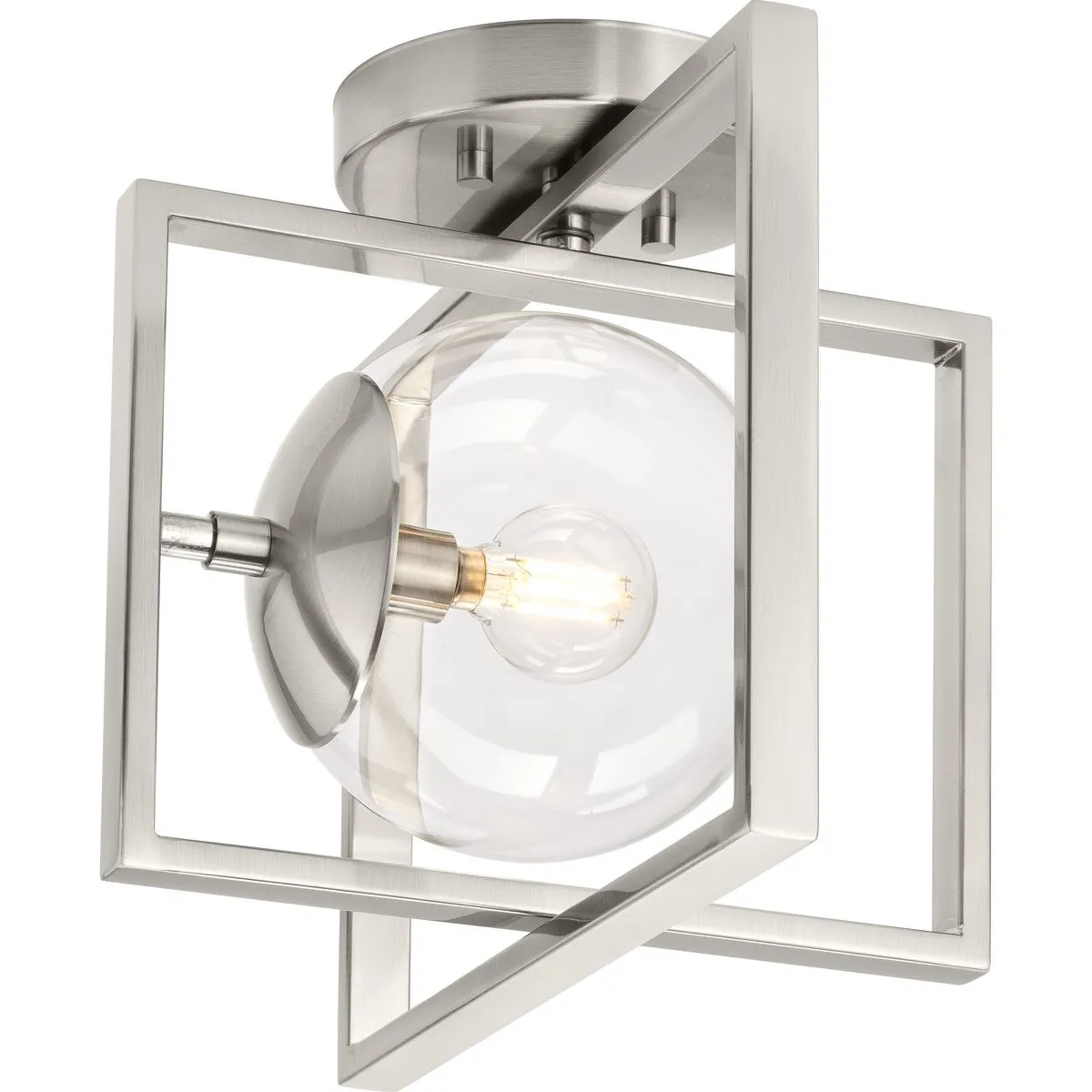 Atwell Collection 10" One-Light Clear Glass Semi-Flush Mount Light