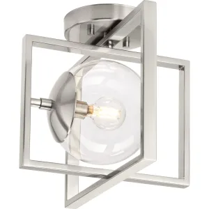 Atwell Collection 10" One-Light Clear Glass Semi-Flush Mount Light