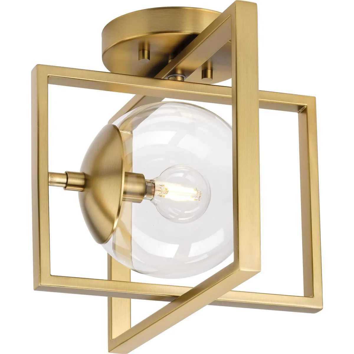 Atwell Collection 10" One-Light Clear Glass Semi-Flush Mount Light