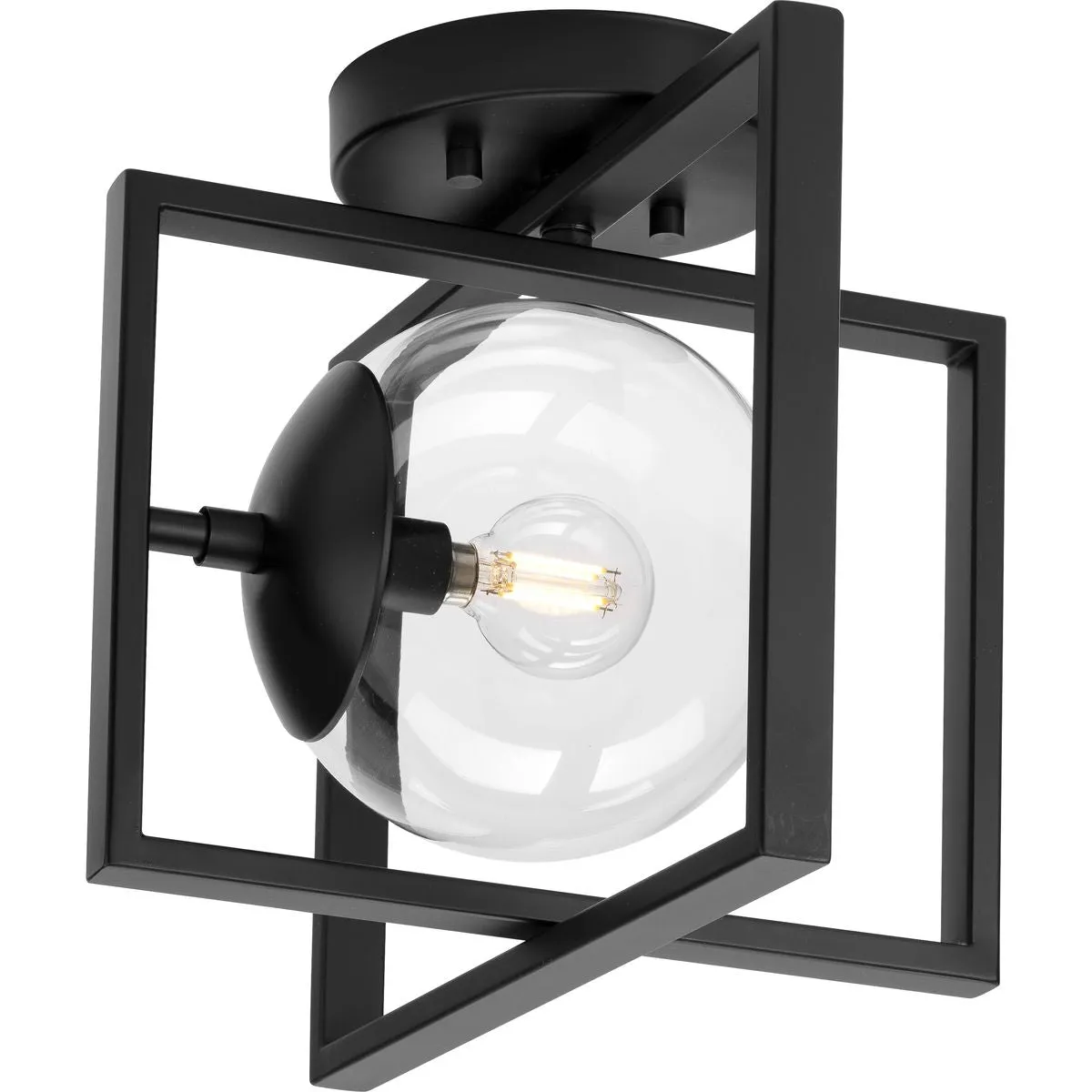 Atwell Collection 10" One-Light Clear Glass Semi-Flush Mount Light
