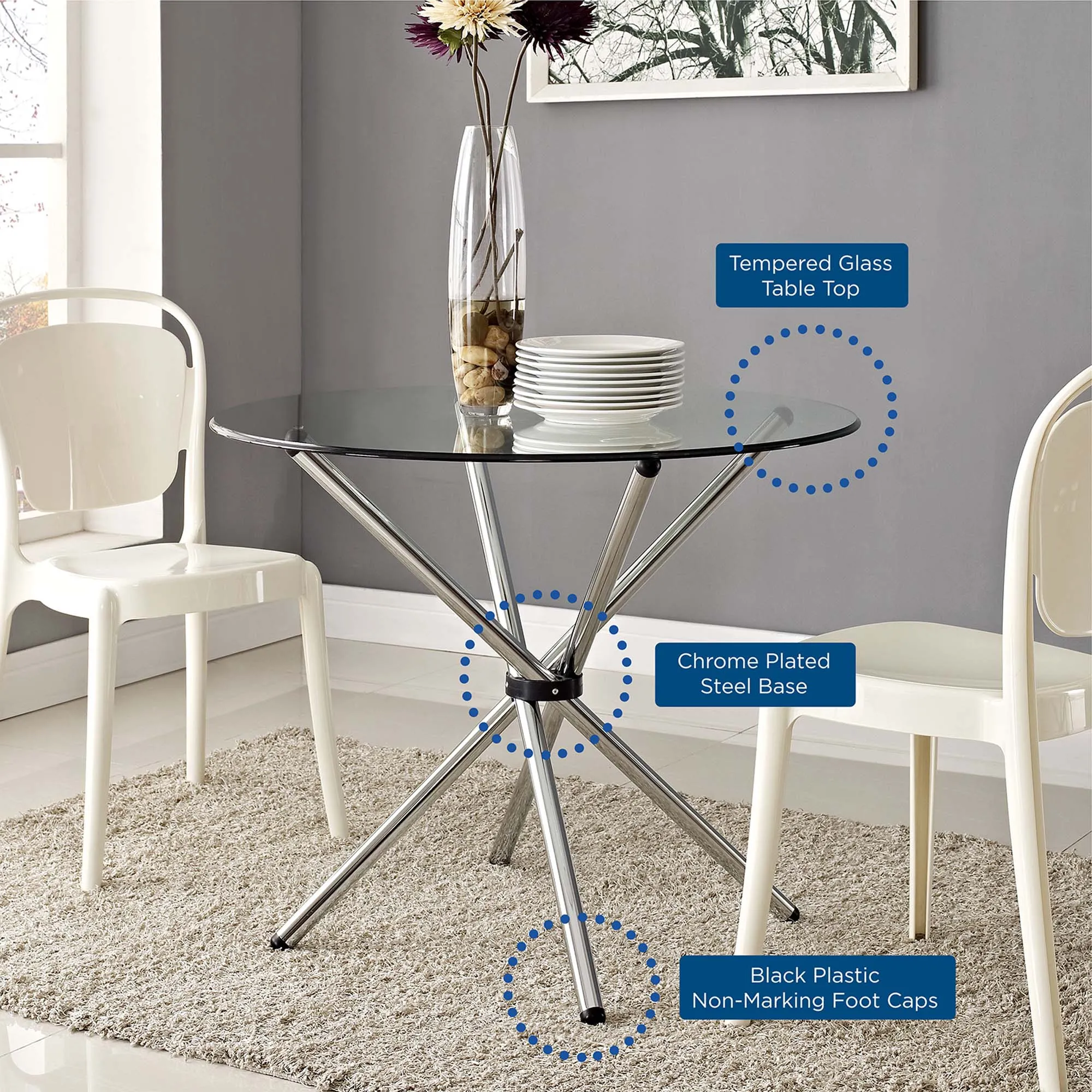 Baton Round Dining Table by Modway
