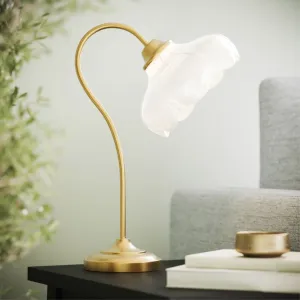 Beautiful by Drew Barrymore BBF428001798986 19" x 12" Glass Petal Shade Table Lamp with Gold Metal Base