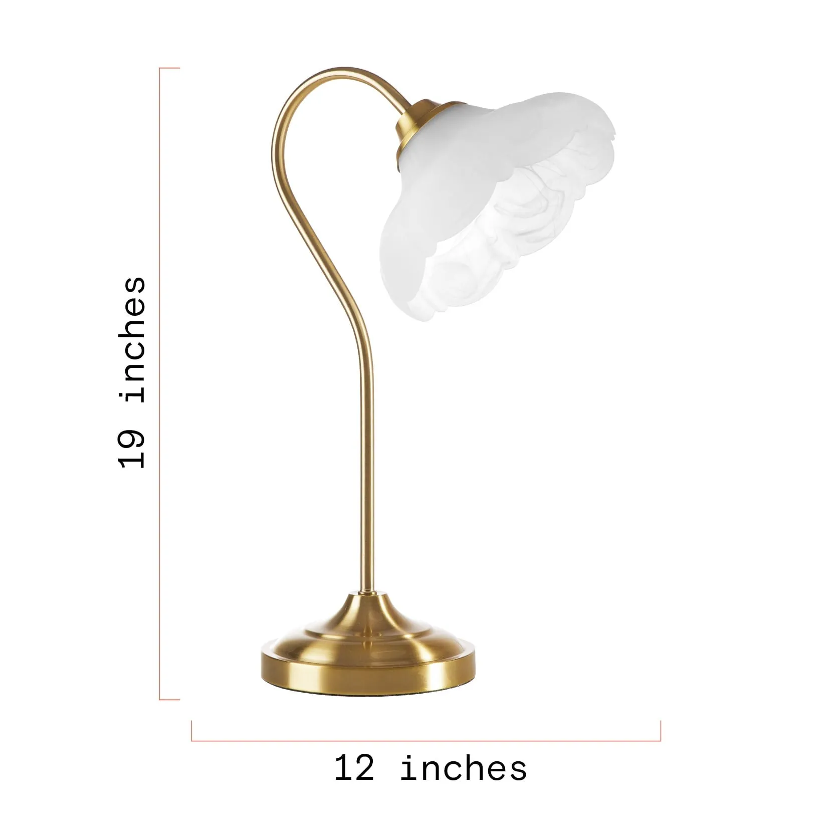Beautiful by Drew Barrymore BBF428001798986 19" x 12" Glass Petal Shade Table Lamp with Gold Metal Base