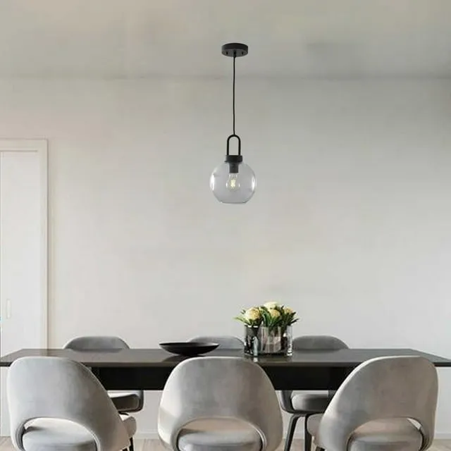 Better Homes & Gardens 586823041 59" Pendant Ceiling Light W/Metal Base Glass Shade, Matte Black