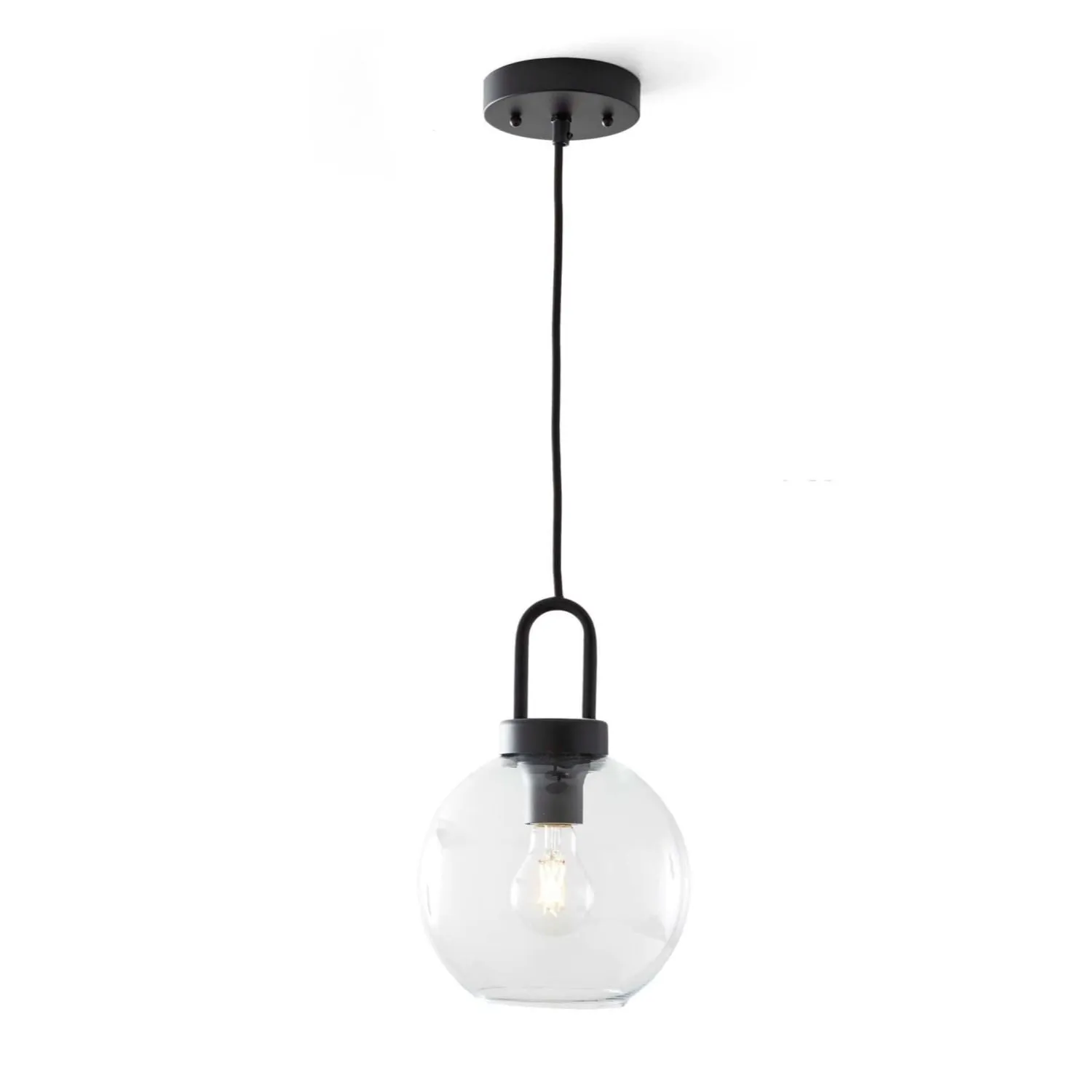 Better Homes & Gardens 586823041 59" Pendant Ceiling Light W/Metal Base Glass Shade, Matte Black