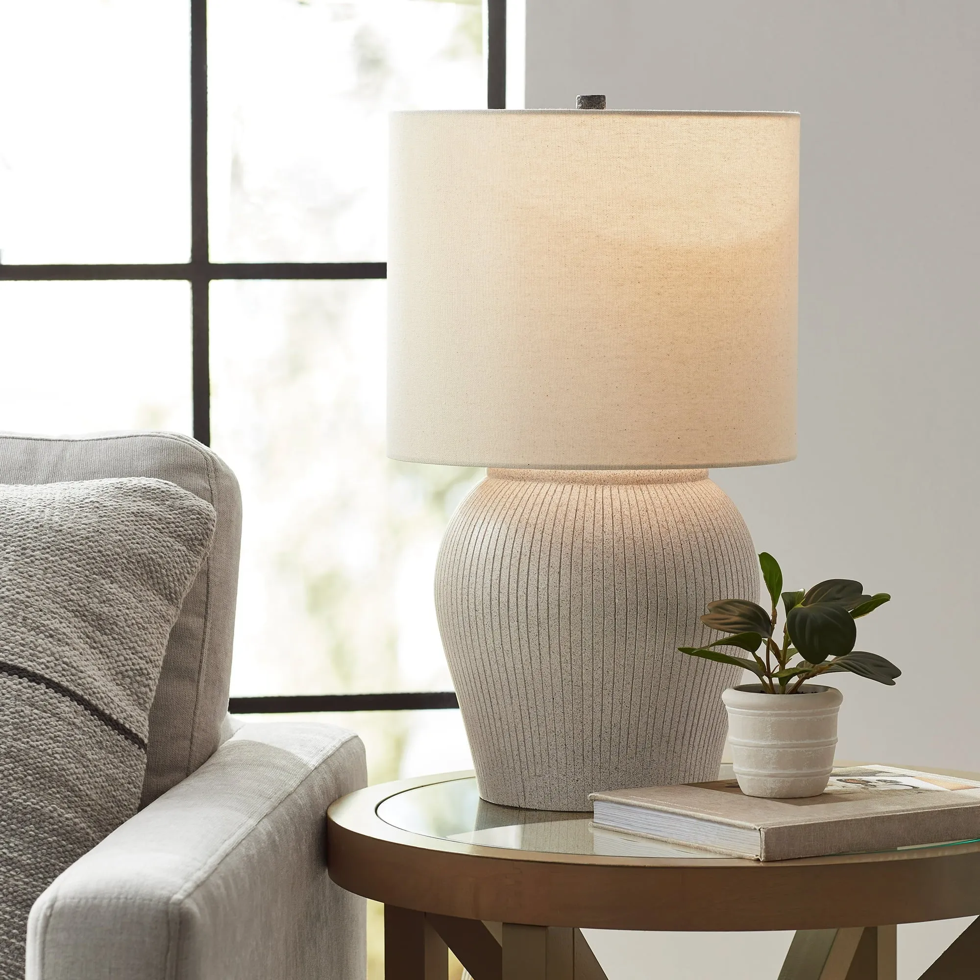 Better Homes & Gardens CPLT1009 21" Raw Sand Table Lamp with Shade by Dave & Jenny Marrs