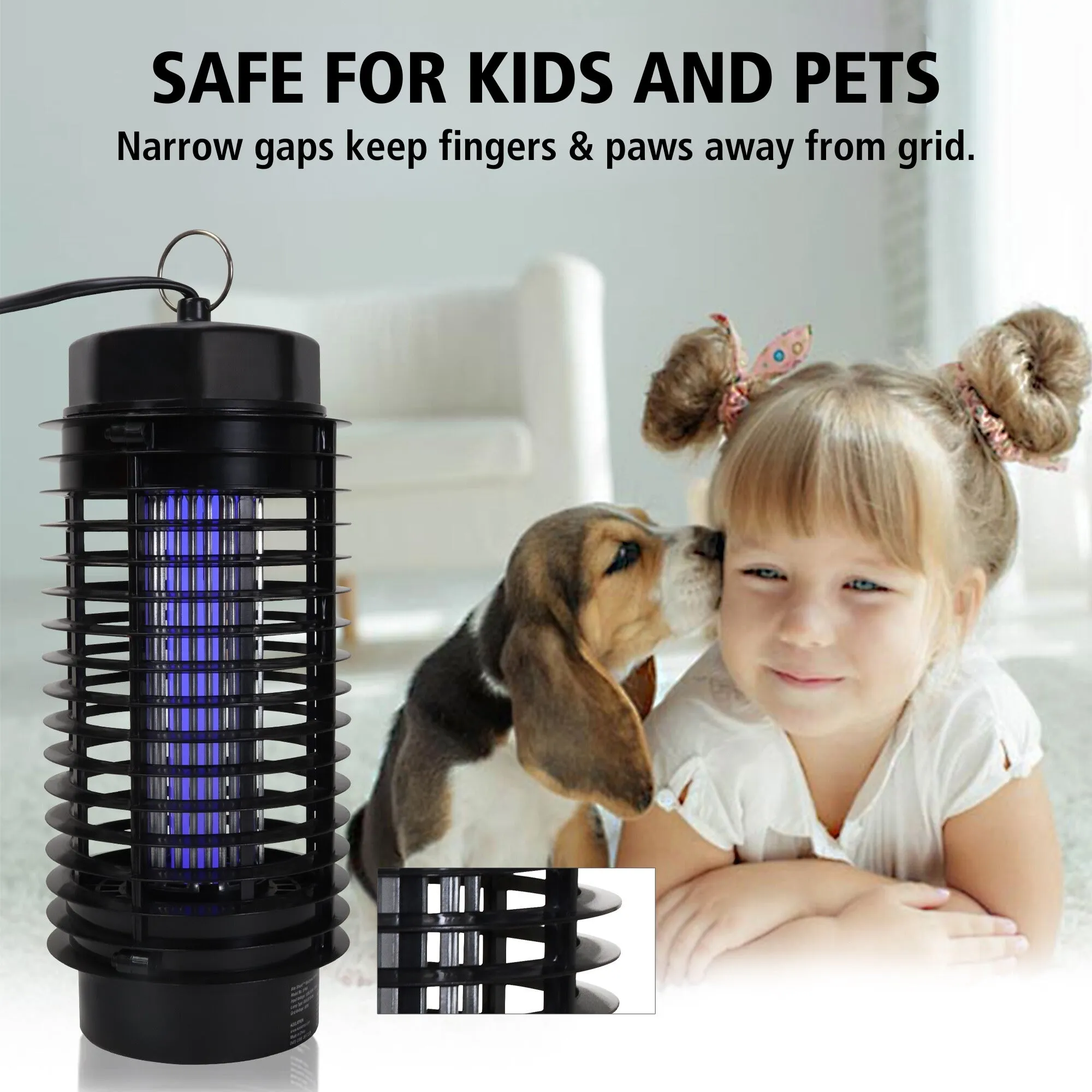 Bite Shield Electronic Flying Insect Killer | AC Powered Bug Zapper | UV Light Lure | Low-Voltage Grid | Outdoor Pest Control  | Moths Gnats Mosquito Cottage Backyard Camping Barbecue | Black
