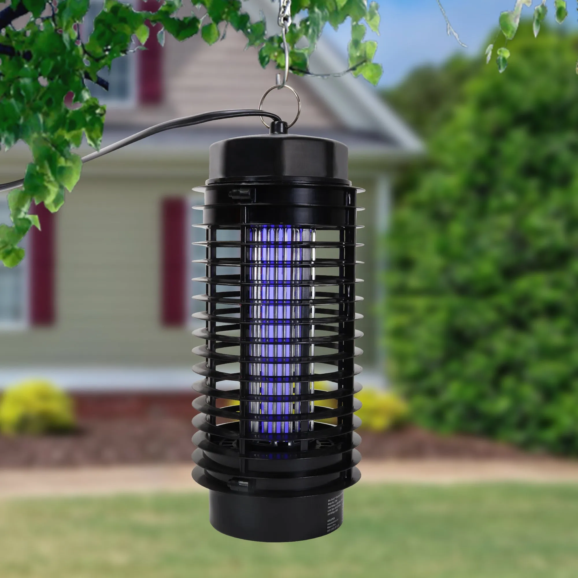Bite Shield Electronic Flying Insect Killer | AC Powered Bug Zapper | UV Light Lure | Low-Voltage Grid | Outdoor Pest Control  | Moths Gnats Mosquito Cottage Backyard Camping Barbecue | Black