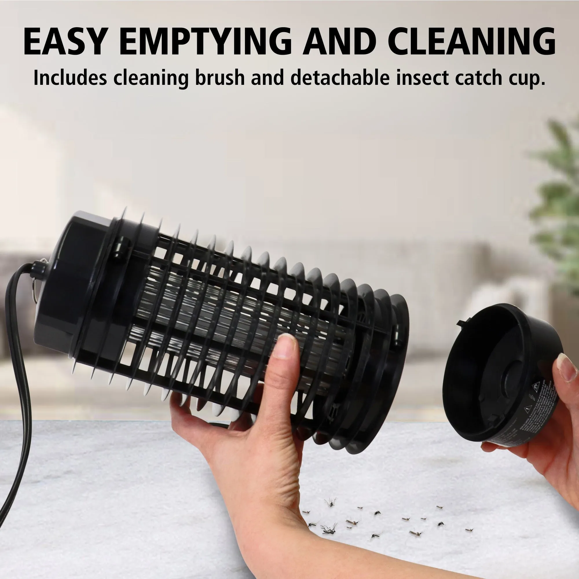 Bite Shield Electronic Flying Insect Killer | AC Powered Bug Zapper | UV Light Lure | Low-Voltage Grid | Outdoor Pest Control  | Moths Gnats Mosquito Cottage Backyard Camping Barbecue | Black