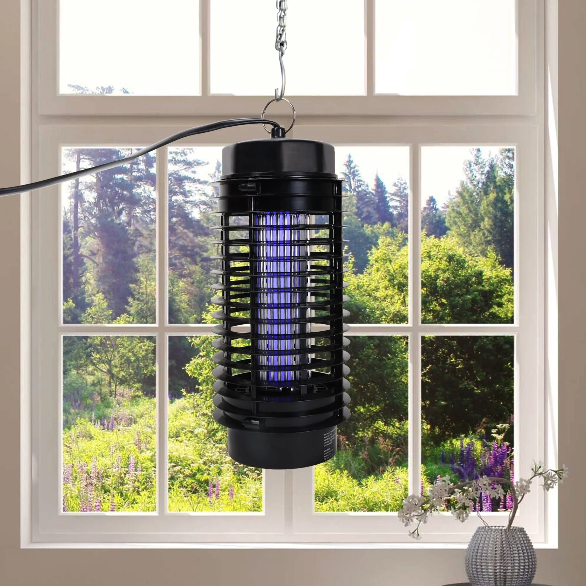 Bite Shield Electronic Flying Insect Killer | AC Powered Bug Zapper | UV Light Lure | Low-Voltage Grid | Outdoor Pest Control  | Moths Gnats Mosquito Cottage Backyard Camping Barbecue | Black