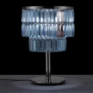 Blue Crystal Table Lamp With Chrome Base