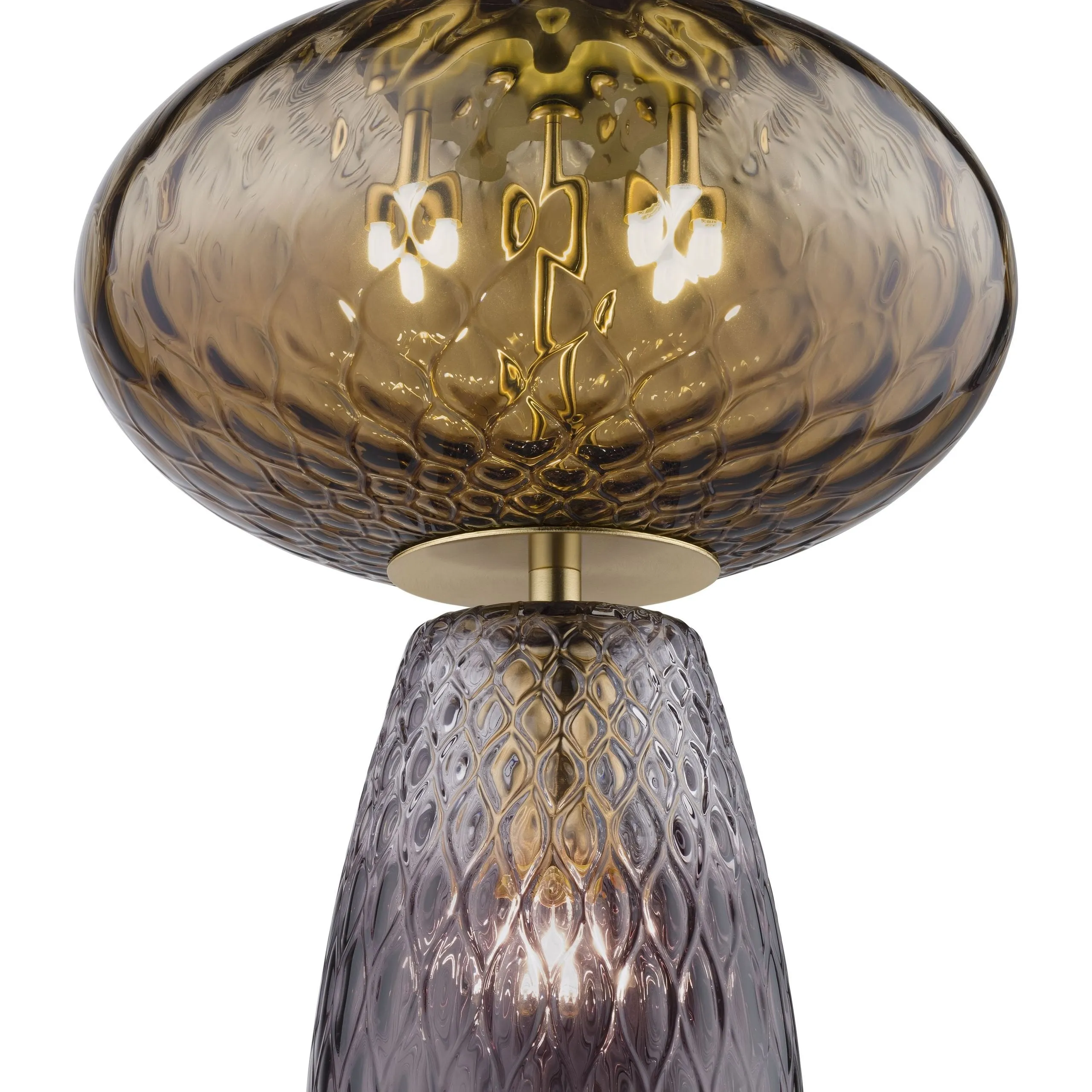 Bronze Stacked Glass Globe Ceiling Pendant | Smoke & Amethyst