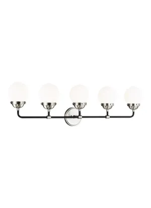Cafe Collection - Five Light Wall / Bath | Finish: Brushed Nickel / Midnight Black - 4487905-962
