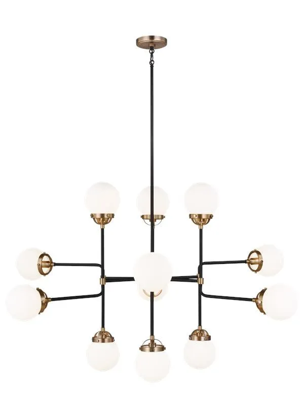 Cafe Collection - Twelve Light Large Chandelier | Finish: Satin Brass / Midnight Black - 3187912EN-848