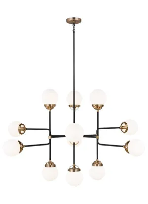 Cafe Collection - Twelve Light Large Chandelier | Finish: Satin Brass / Midnight Black - 3187912EN-848