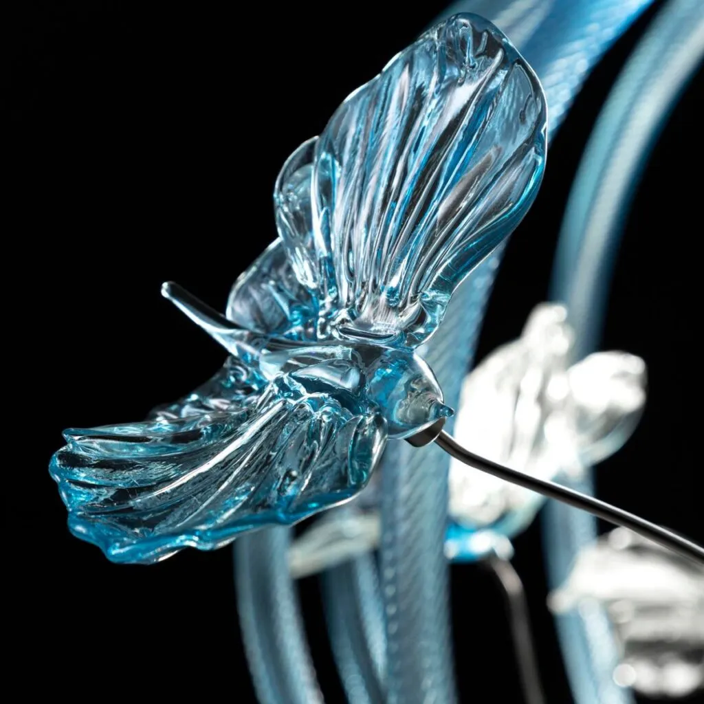 Cage Blue Butterflies Lamp Murano Glass | Italian table lamp